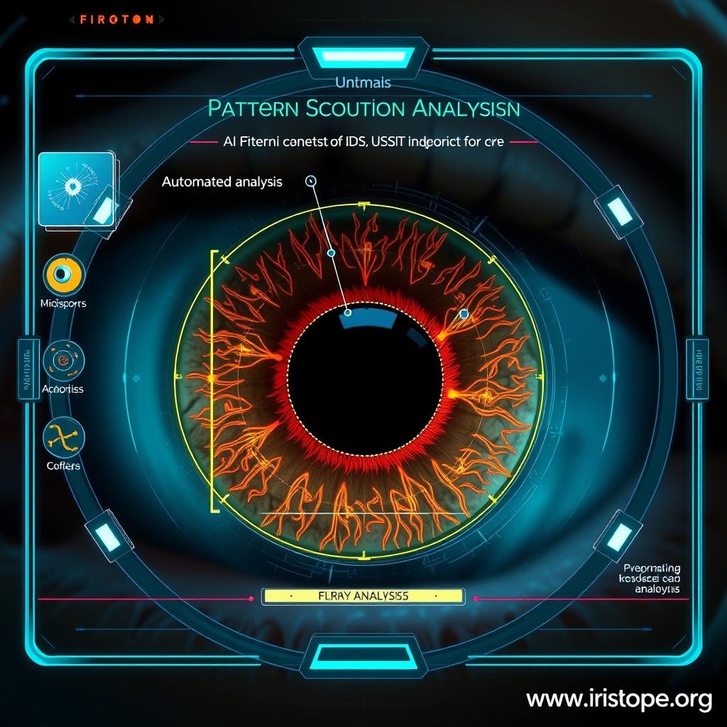 AI-assisted iris analysis showing pattern recognition