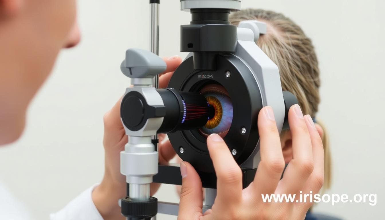Iridologist vs Naturopath: Which Is Right for You? 1 An Iridologist examining a patient's iris with specialized equipment