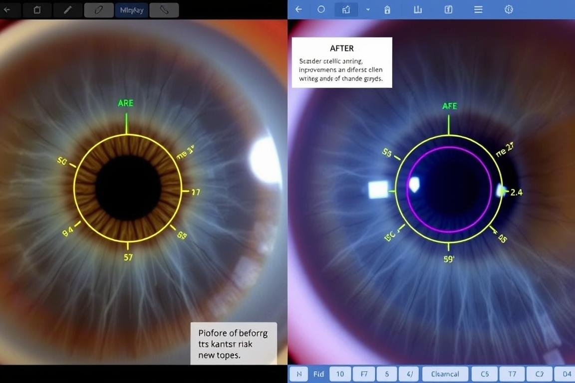 Before and after iris analysis showing health improvements Before and after iris analysis showing health improvements