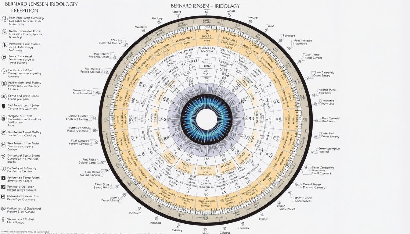 Bernard Jensen Iridology Chart showing the correlation between iris zones and body organs Bernard Jensen Iridology Chart showing the correlation between iris zones and body organs