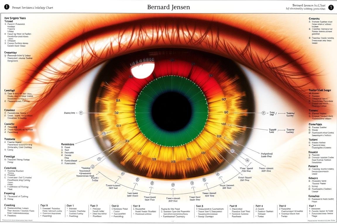 Bernard Jensen Iridology Chart with detailed organ mapping