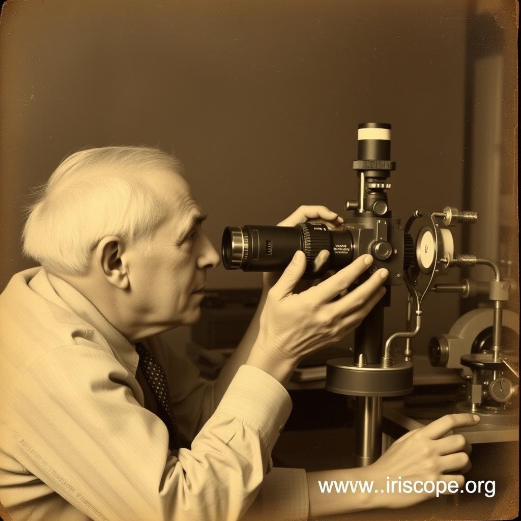 Bernard Jensen with iridology equipment Bernard Jensen with iridology equipment