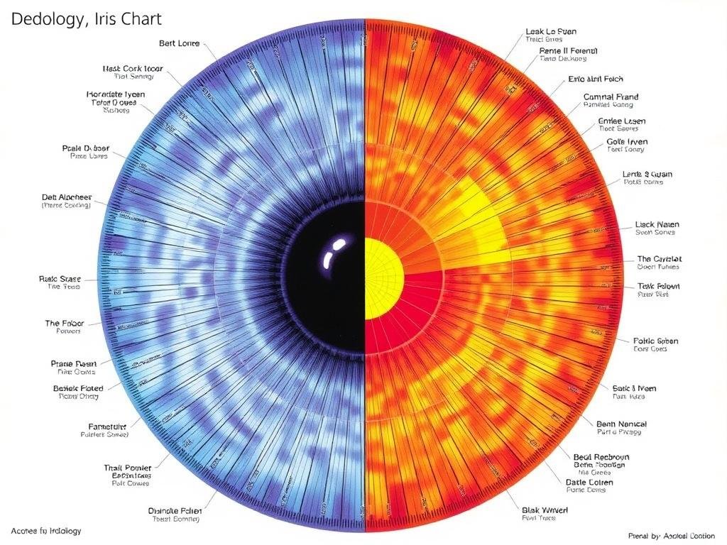 Bernard Jensen's detailed iridology chart showing iris zones and corresponding body systems Bernard Jensen's detailed iridology chart showing iris zones and corresponding body systems