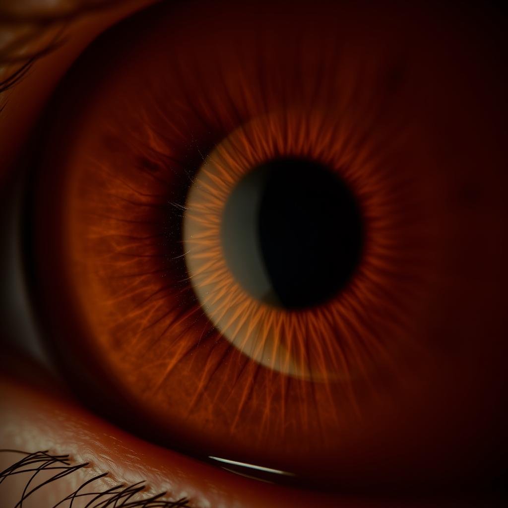Brown iris type showing hematogenic constitution in iridology reading Brown iris type showing hematogenic constitution in iridology reading