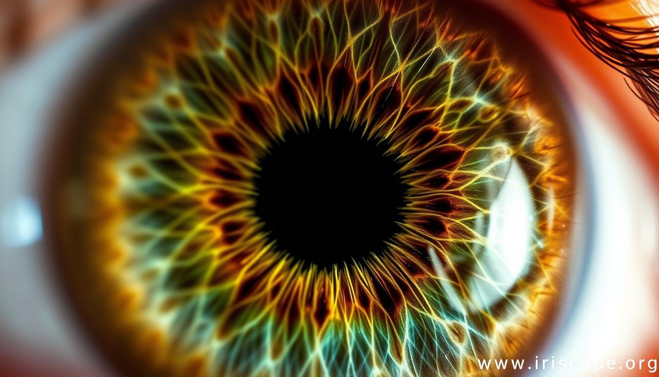 Close-up of a human iris showing intricate patterns and structures Close-up of a human iris showing intricate patterns and structures