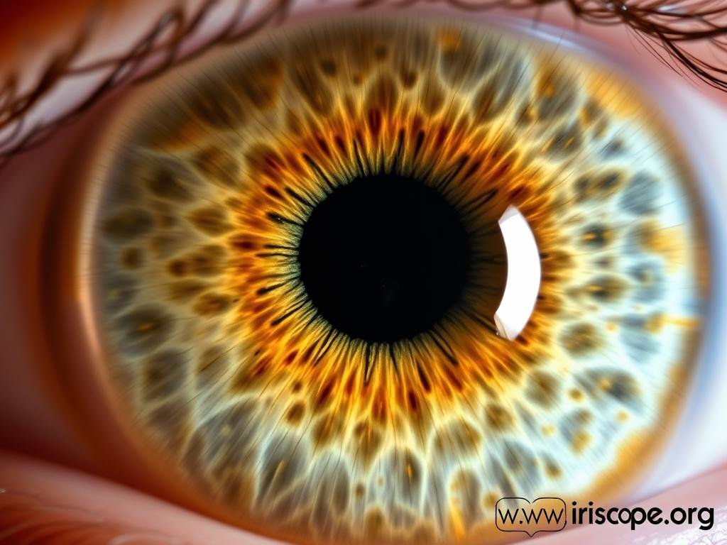 Close-up of high-resolution iris image captured with MAIKONG iridology camera
