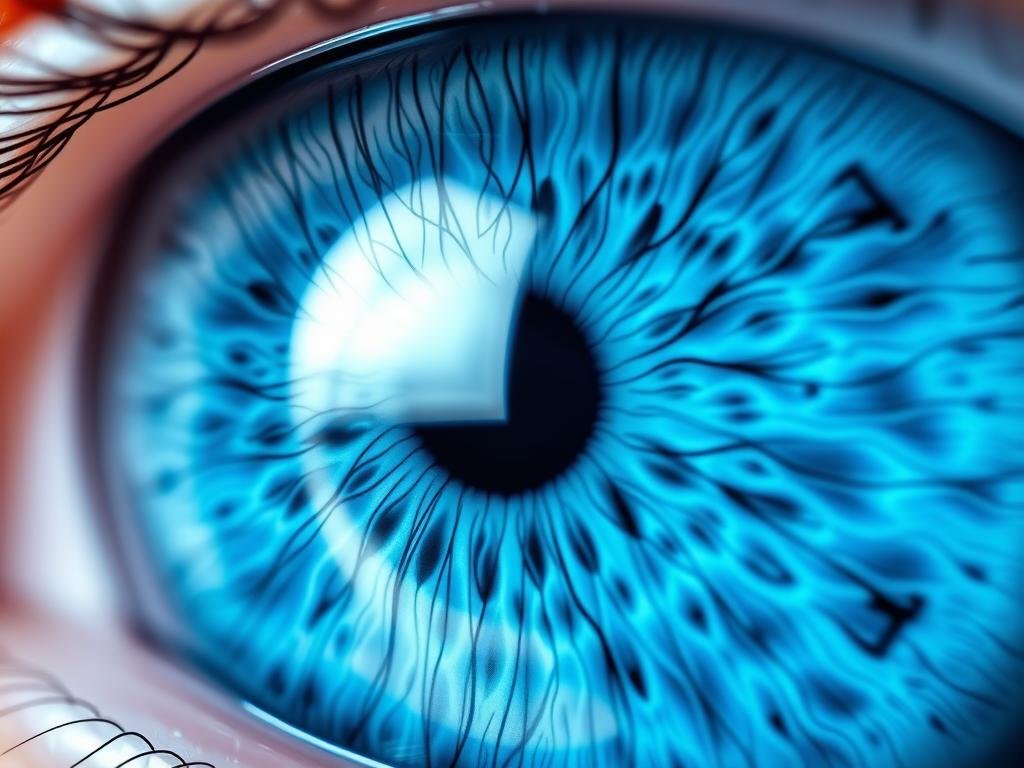 Close-up of human iris showing detailed patterns used in iridology diagnosis Close-up of human iris showing detailed patterns used in iridology diagnosis