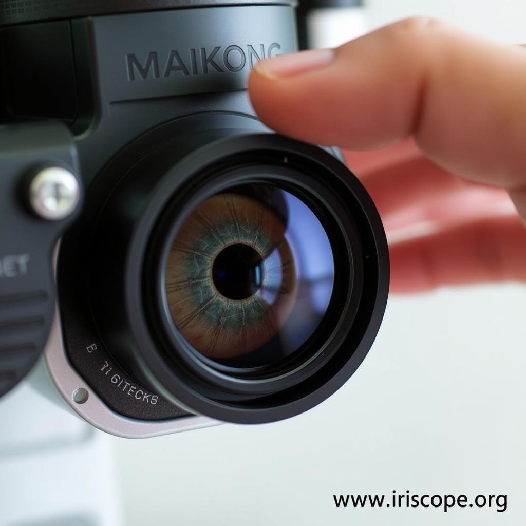 Close-up of precision focus control mechanism on iridology camera Close-up of precision focus control mechanism on iridology camera