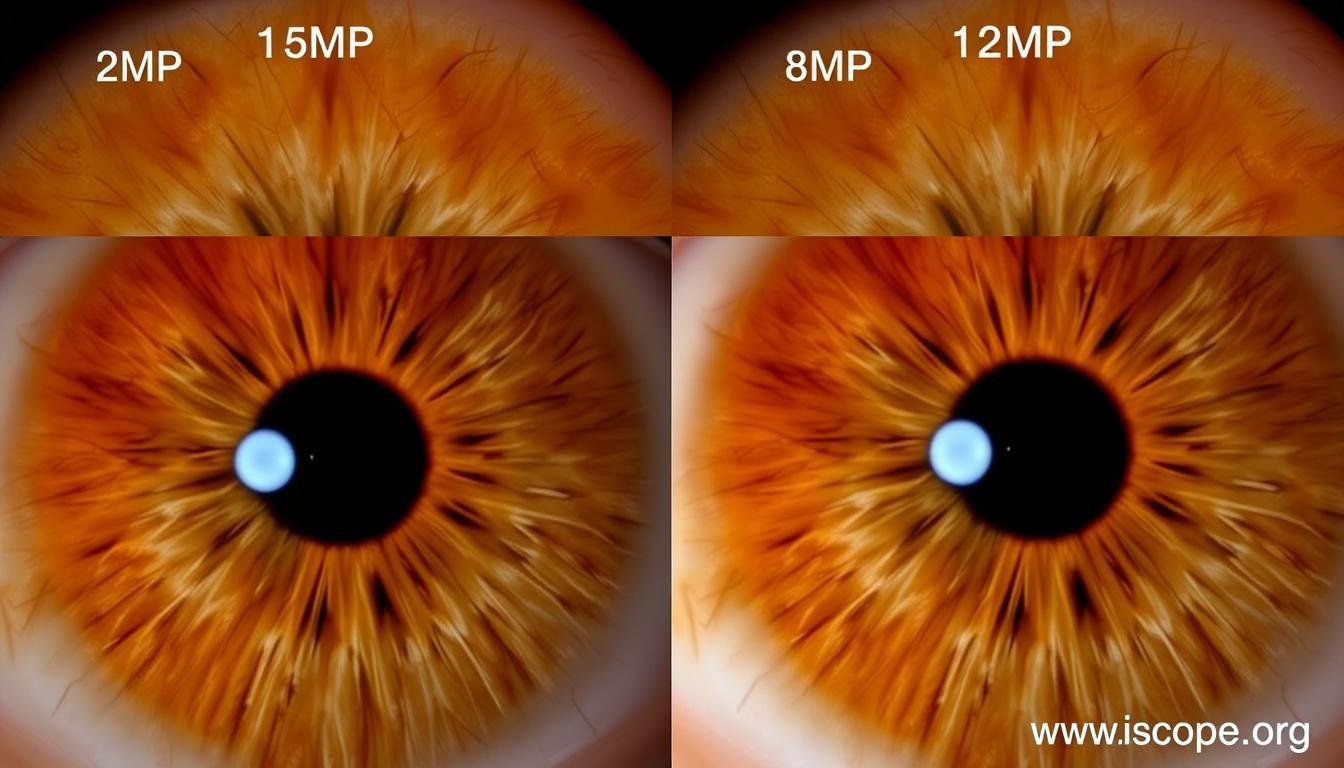 Comparison of iris images at different resolutions from 2MP to 12MP