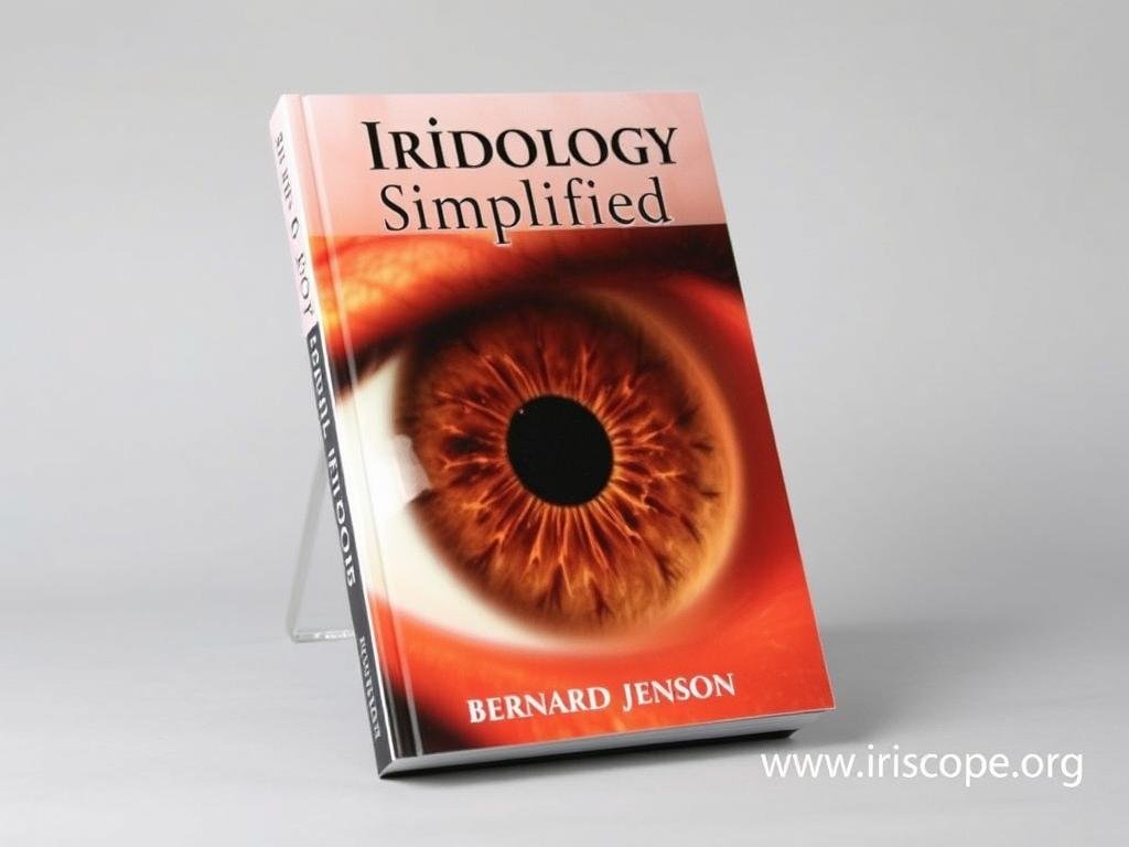 Cover of Bernard Jensen's book Iridology Simplified showing an eye iris Cover of Bernard Jensen's book Iridology Simplified showing an eye iris