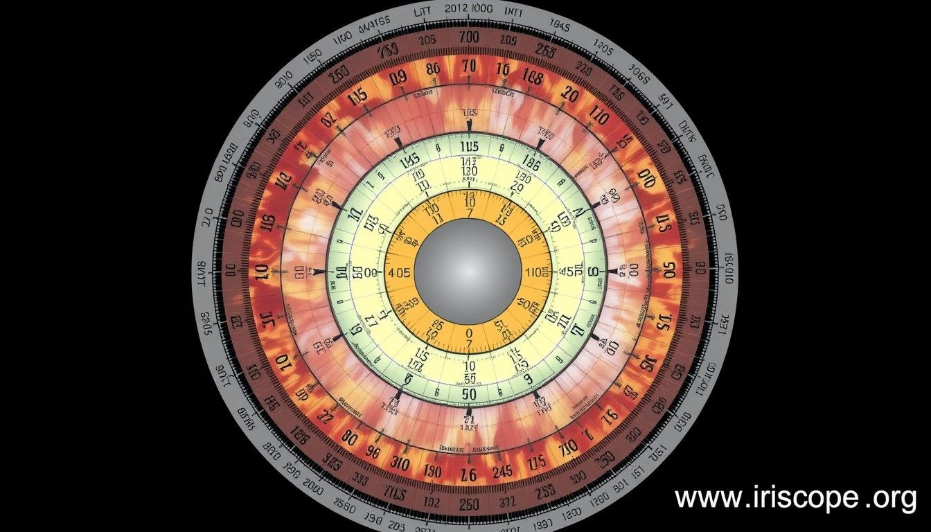 Detailed Bernard Jensen iridology eye map showing all zones and markings Detailed Bernard Jensen iridology eye map showing all zones and markings
