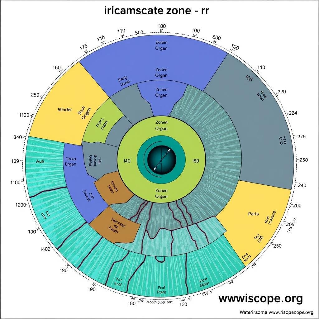 Detailed iridology chart showing different zones of the iris