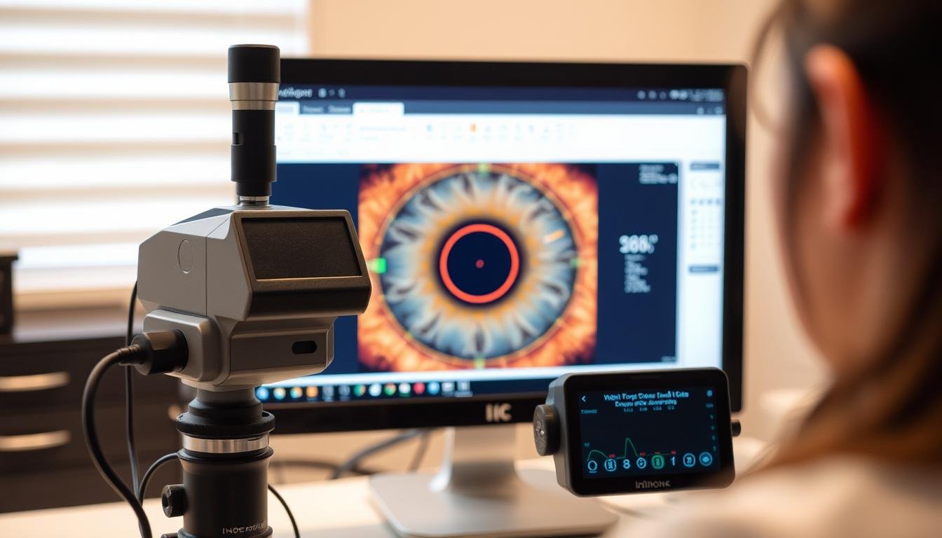 Digital iridology camera system connected to computer software for analysis Digital iridology camera system connected to computer software for analysis
