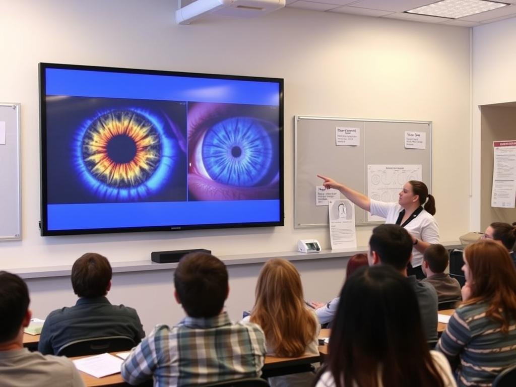 Educational session using iridology camera images to teach students Educational session using iridology camera images to teach students