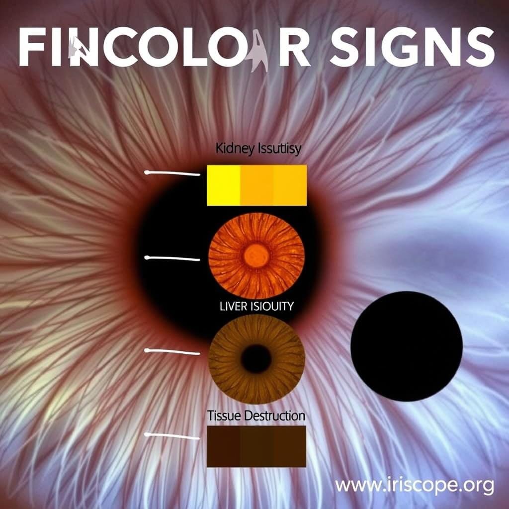 Examples of color signs in Jensen's iridology system Examples of color signs in Jensen's iridology system