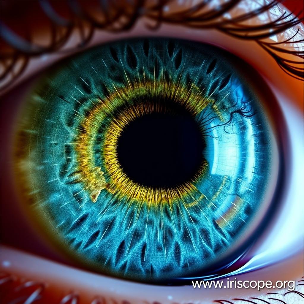 High-resolution digital iris image with Jensen's mapping overlay High-resolution digital iris image with Jensen's mapping overlay