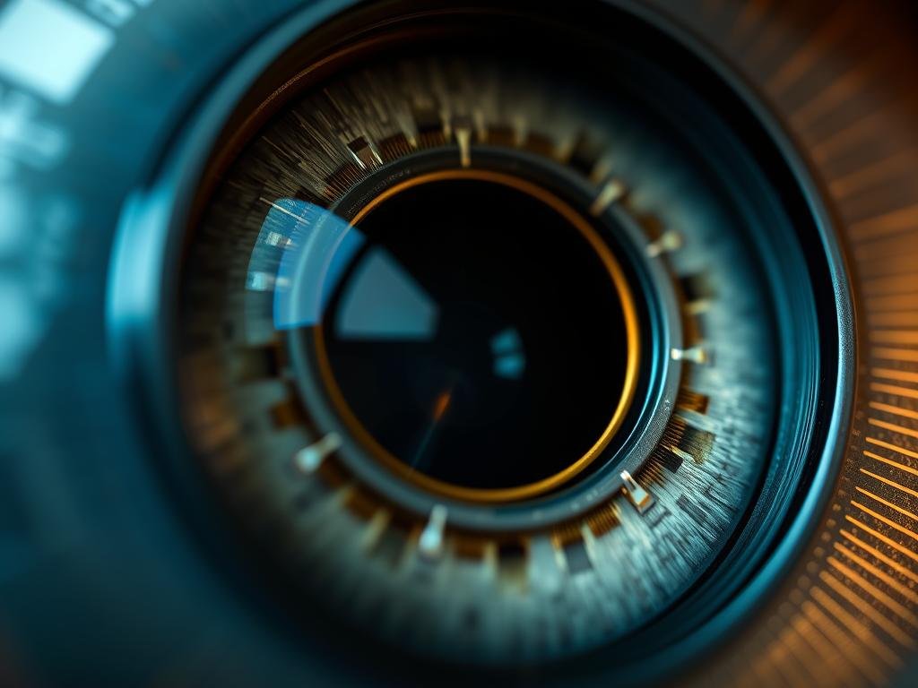 High-resolution sensor of an iridology camera capturing detailed iris patterns High-resolution sensor of an iridology camera capturing detailed iris patterns