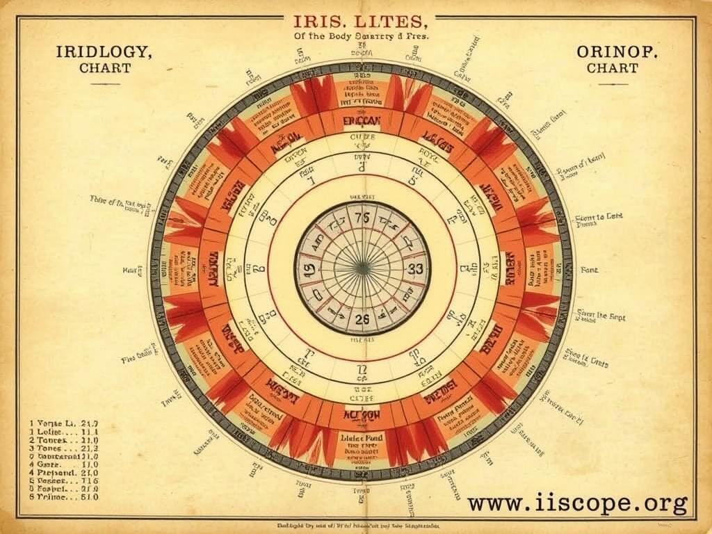 Historical iridology chart developed by Dr. Ignaz von Peczely showing iris-to-organ correlations Historical iridology chart developed by Dr. Ignaz von Peczely showing iris-to-organ correlations
