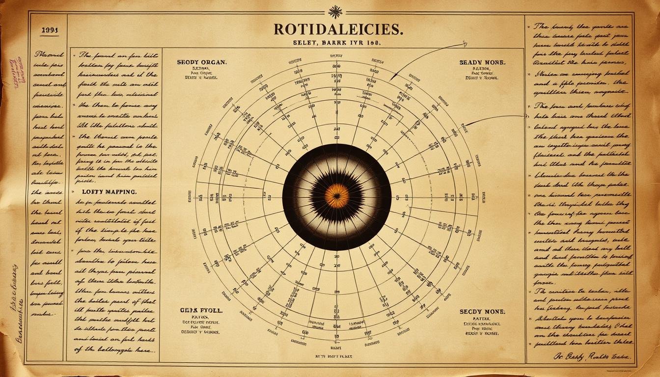 Iridology Reading 5 Historical iridology chart showing the connection between iris markings and body systems