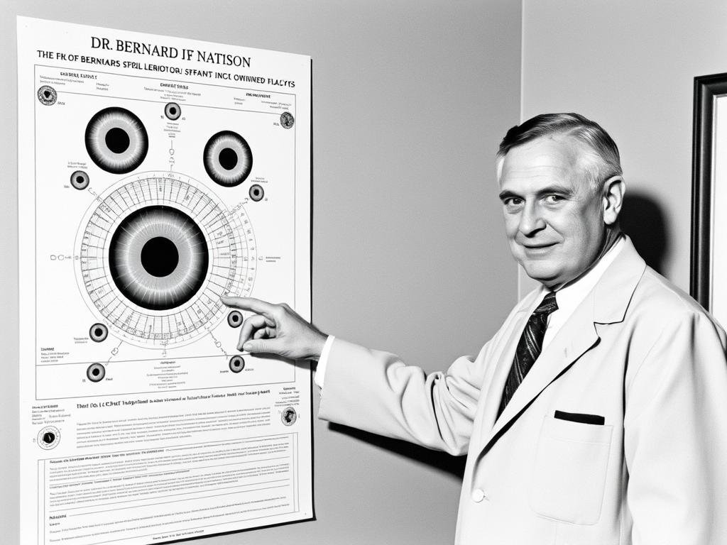 Historical photo of Bernard Jensen with his iridology chart Historical photo of Bernard Jensen with his iridology chart