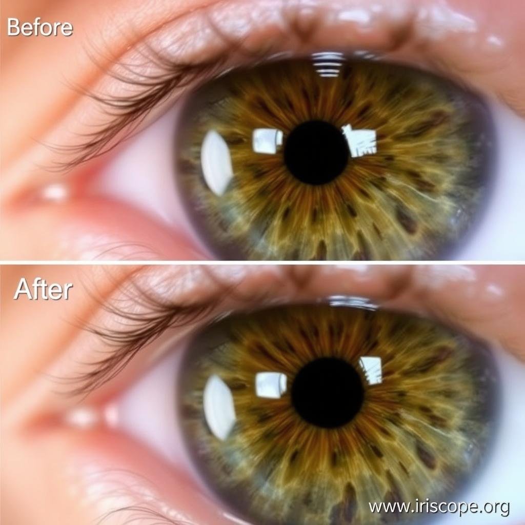 Image processing interface showing enhancement of iris details