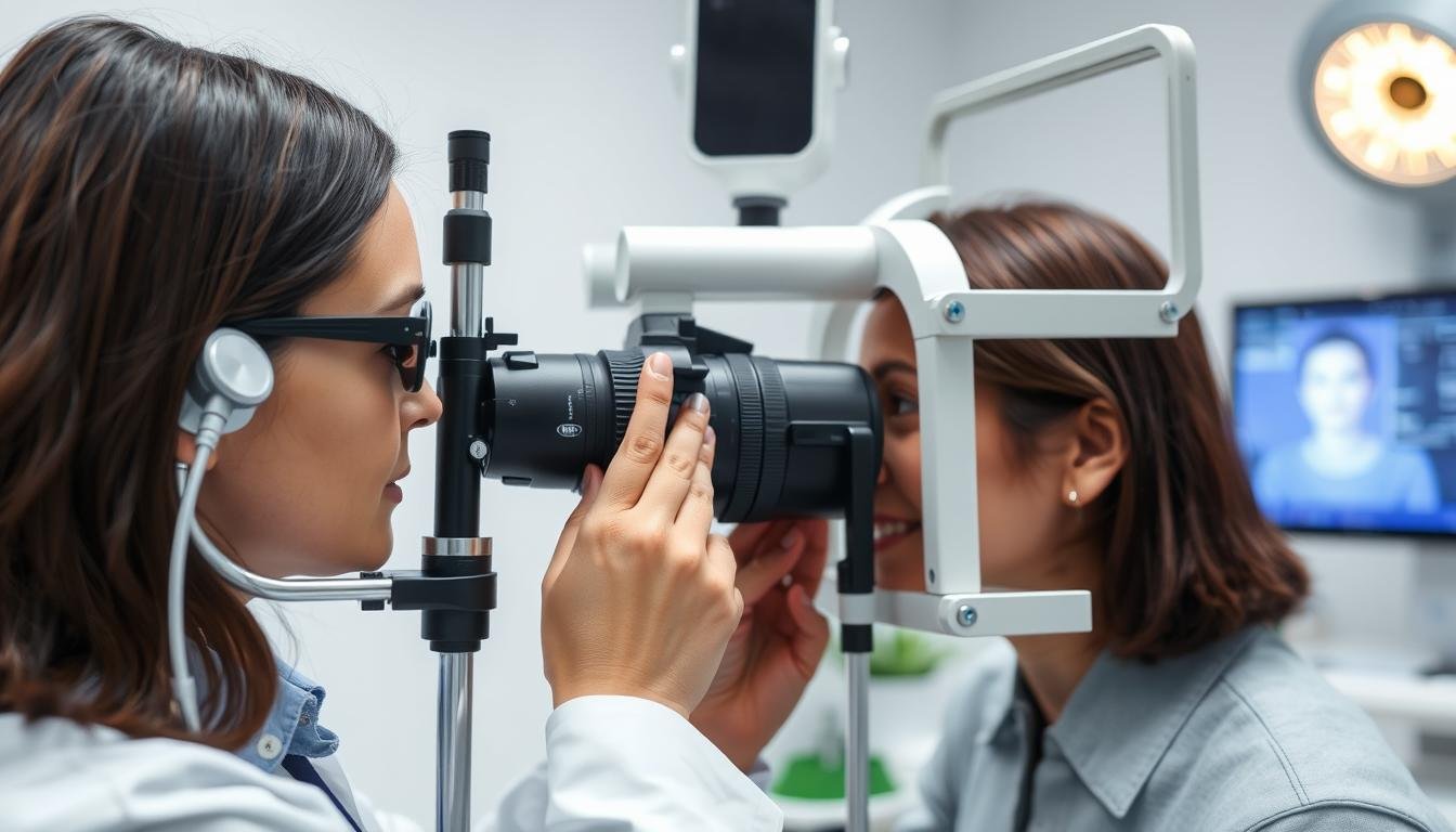 Iridologist Reviews: How to Choose the Right Specialist 1 Iridologist examining a patient's iris with professional equipment
