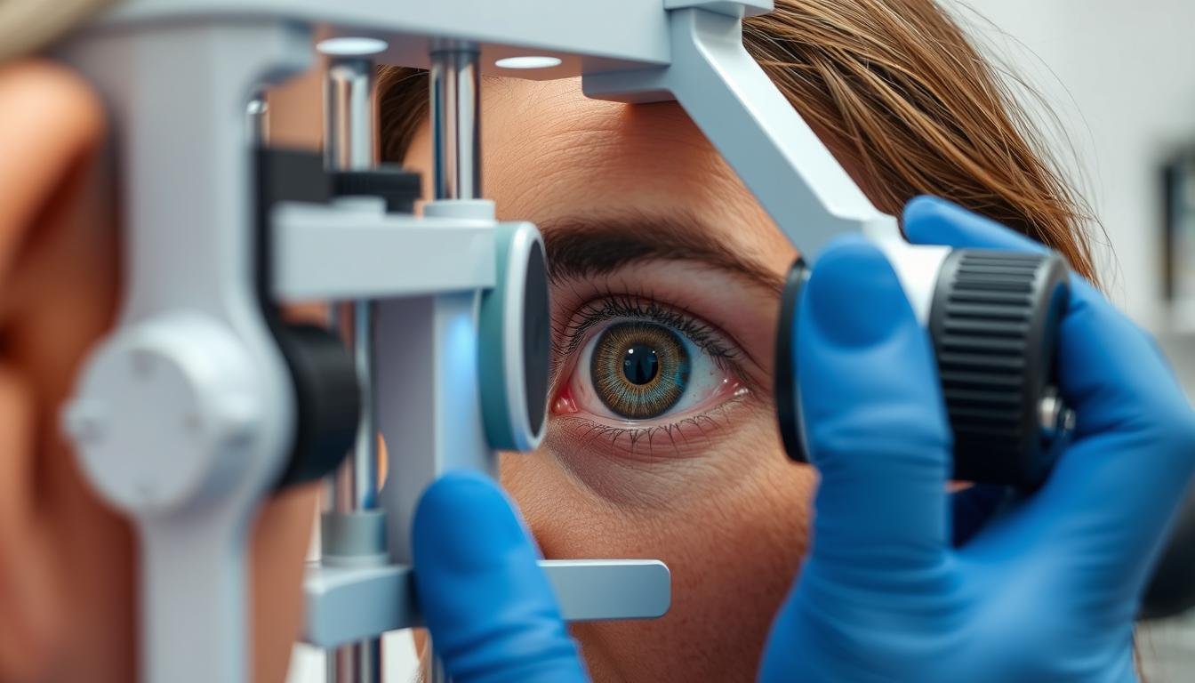 Iridology Iris Diagnosis: Decoding Stress & Fatigue Through the Iris 1 Iridologist examining a patient's iris with specialized equipment for Iridology Iris Diagnosis