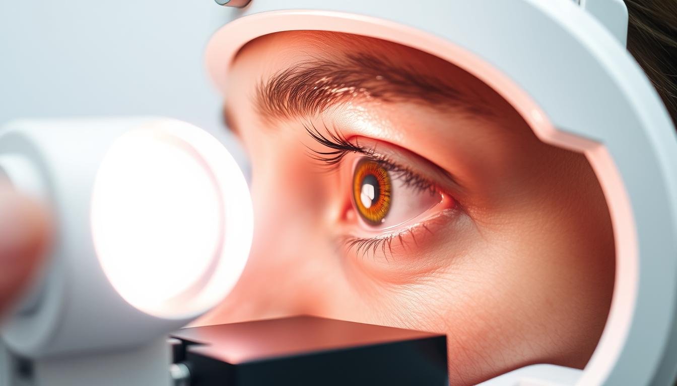 Key Symbols and Patterns in Iridology Reading 1 Iridologist examining iris patterns with specialized equipment for Iridology Reading