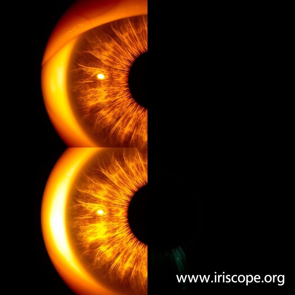 Iridology camera lighting system demonstration on different iris colors Iridology camera lighting system demonstration on different iris colors