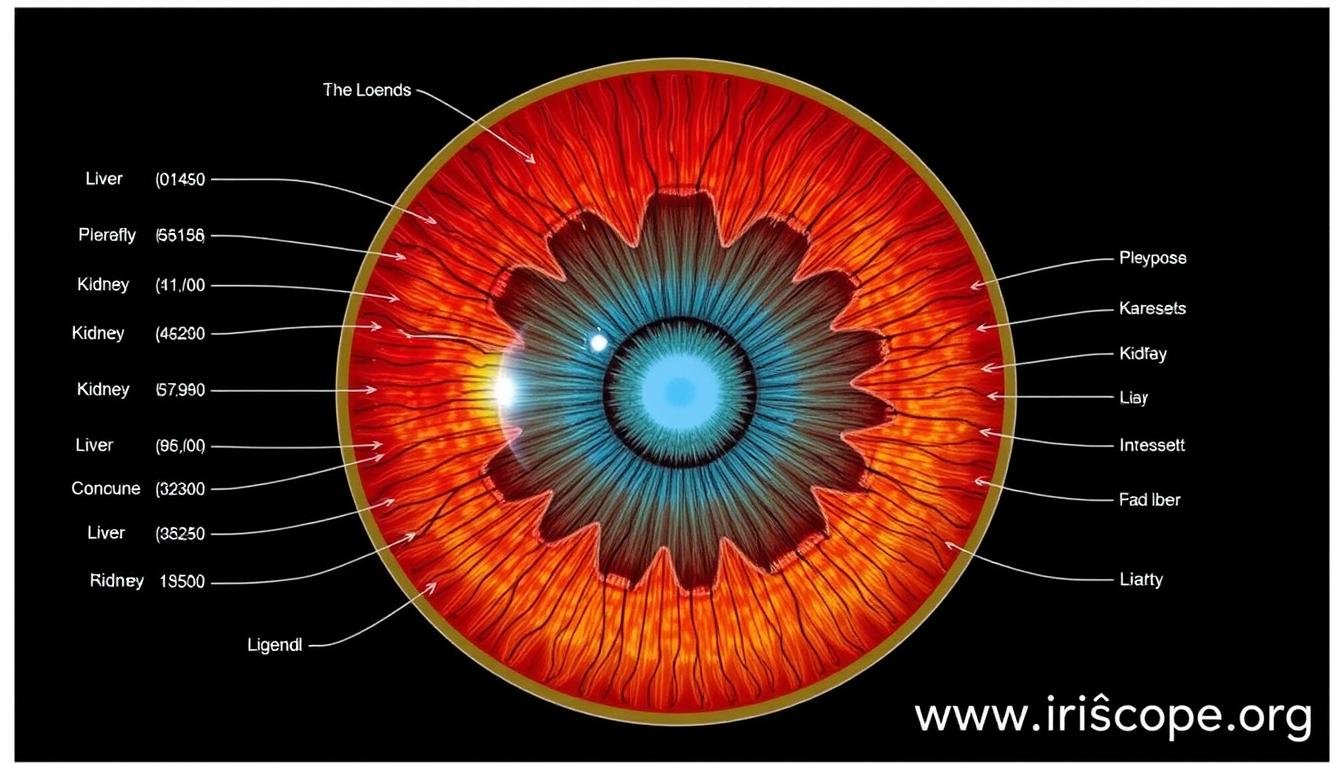 Using Iridology to Identify Liver and Kidney Imbalances 4 Iridology chart showing organ correspondences in the iris