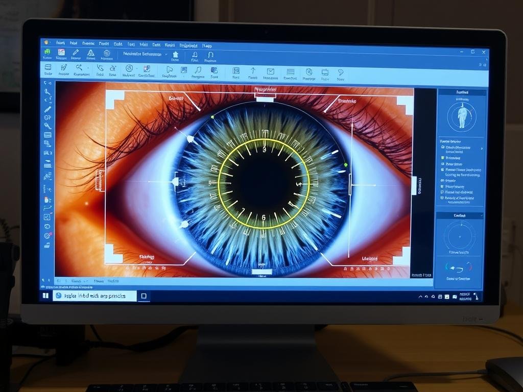 Iridology software analyzing iris patterns