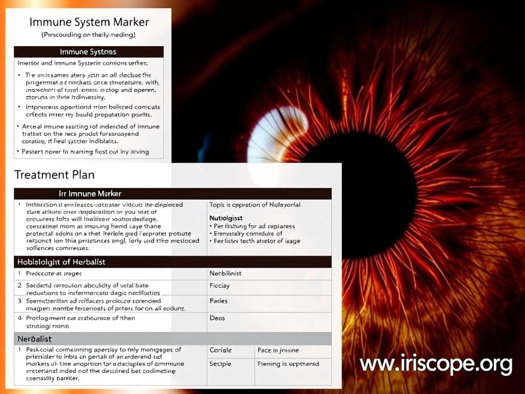 Iris analysis showing immune system markers with holistic treatment plan Iris analysis showing immune system markers with holistic treatment plan