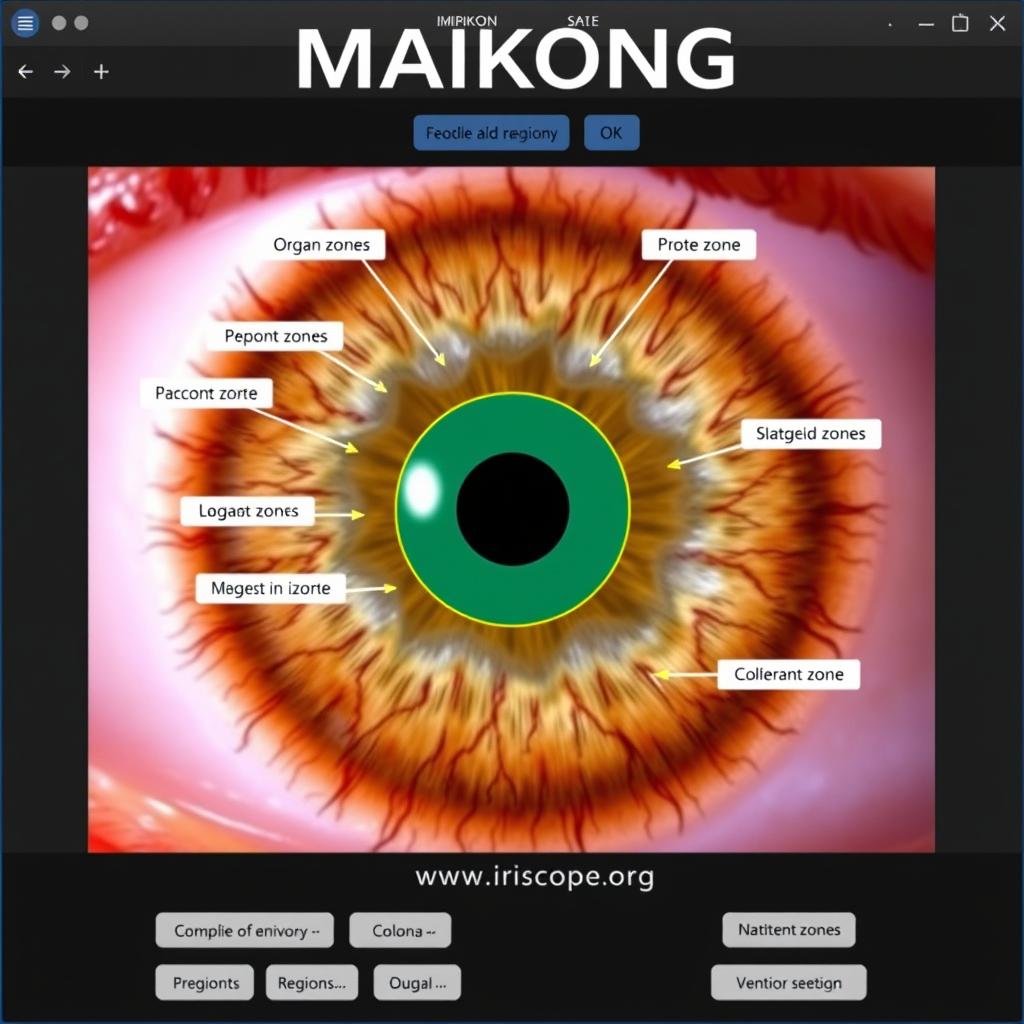 Iris mapping overlay showing organ correlations in iridology