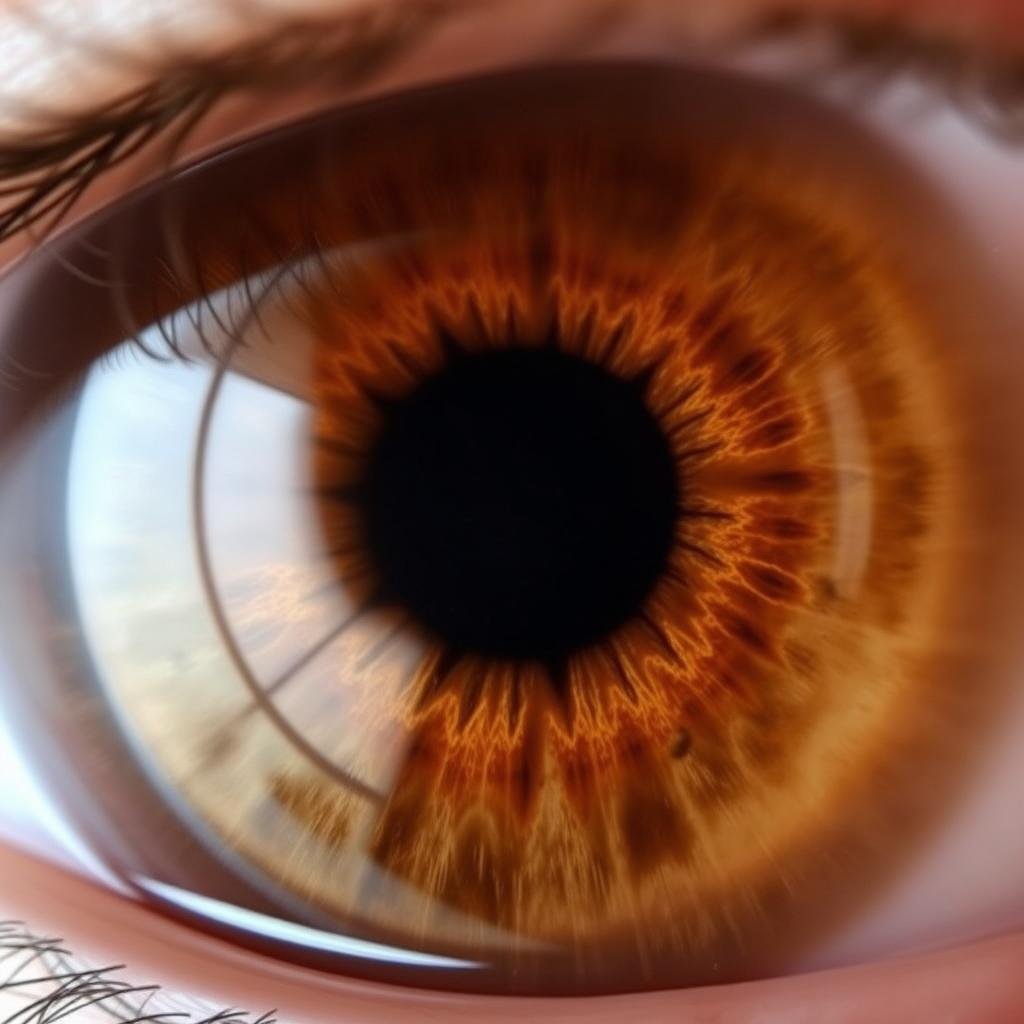Iris photograph showing hormonal system markers according to iridology