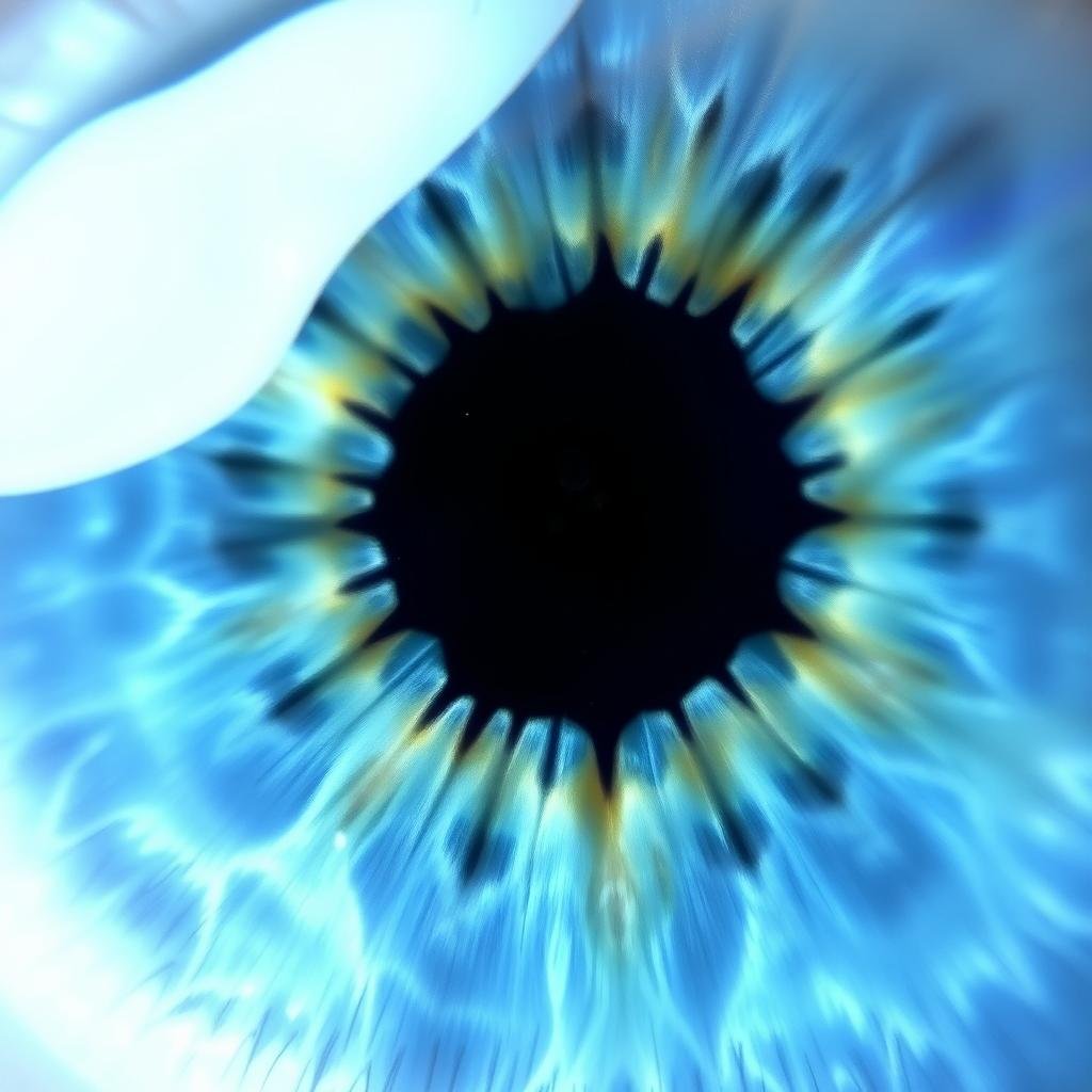 Iris photograph showing immune system markers according to iridology