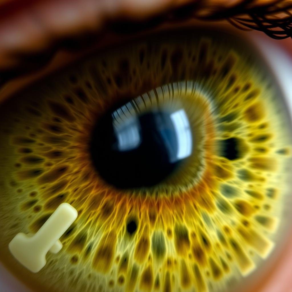 Iris photograph showing nervous system markers according to iridology