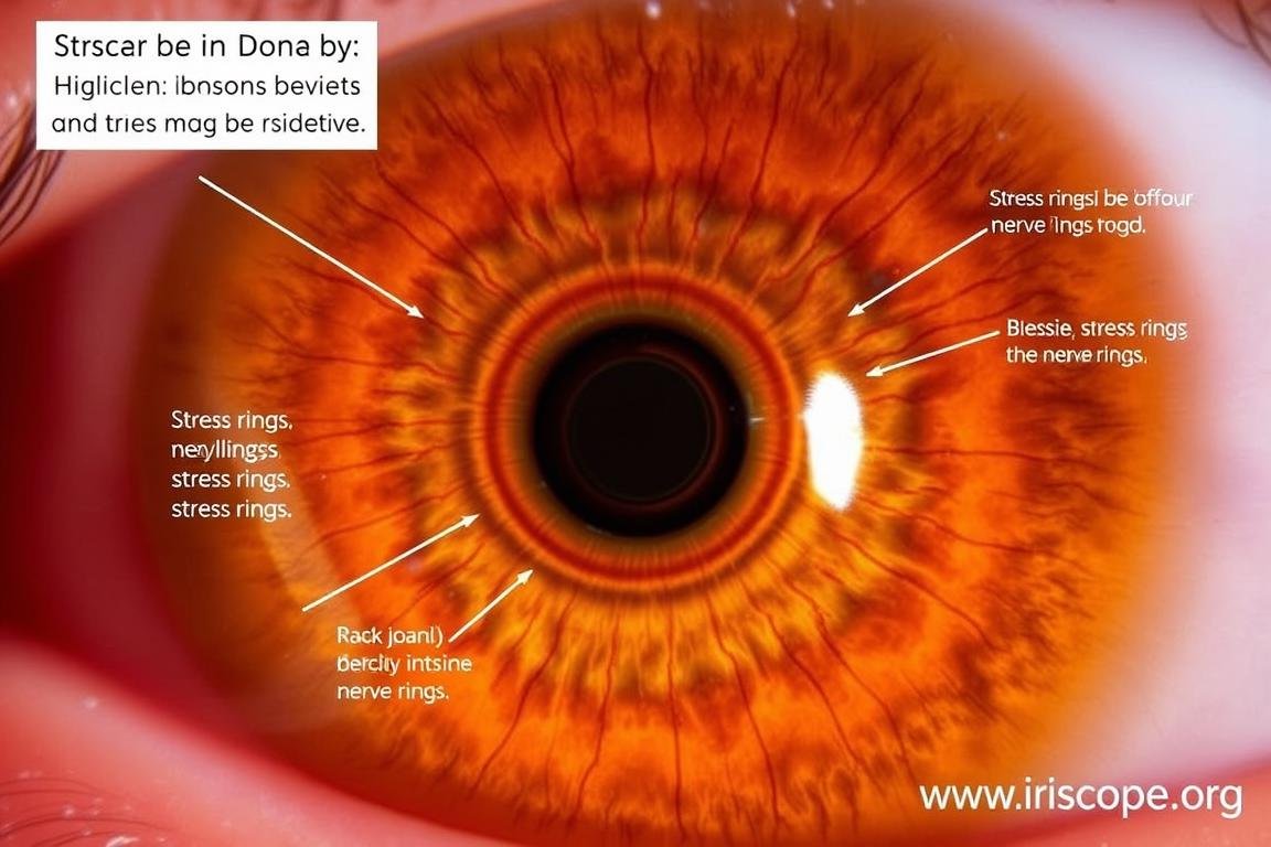 Iris showing stress rings according to Jensen's eye map Iris showing stress rings according to Jensen's eye map