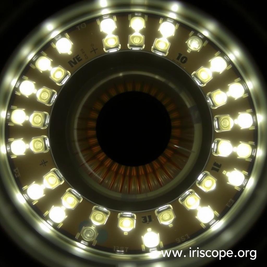 LED lighting system around an iridology camera lens
