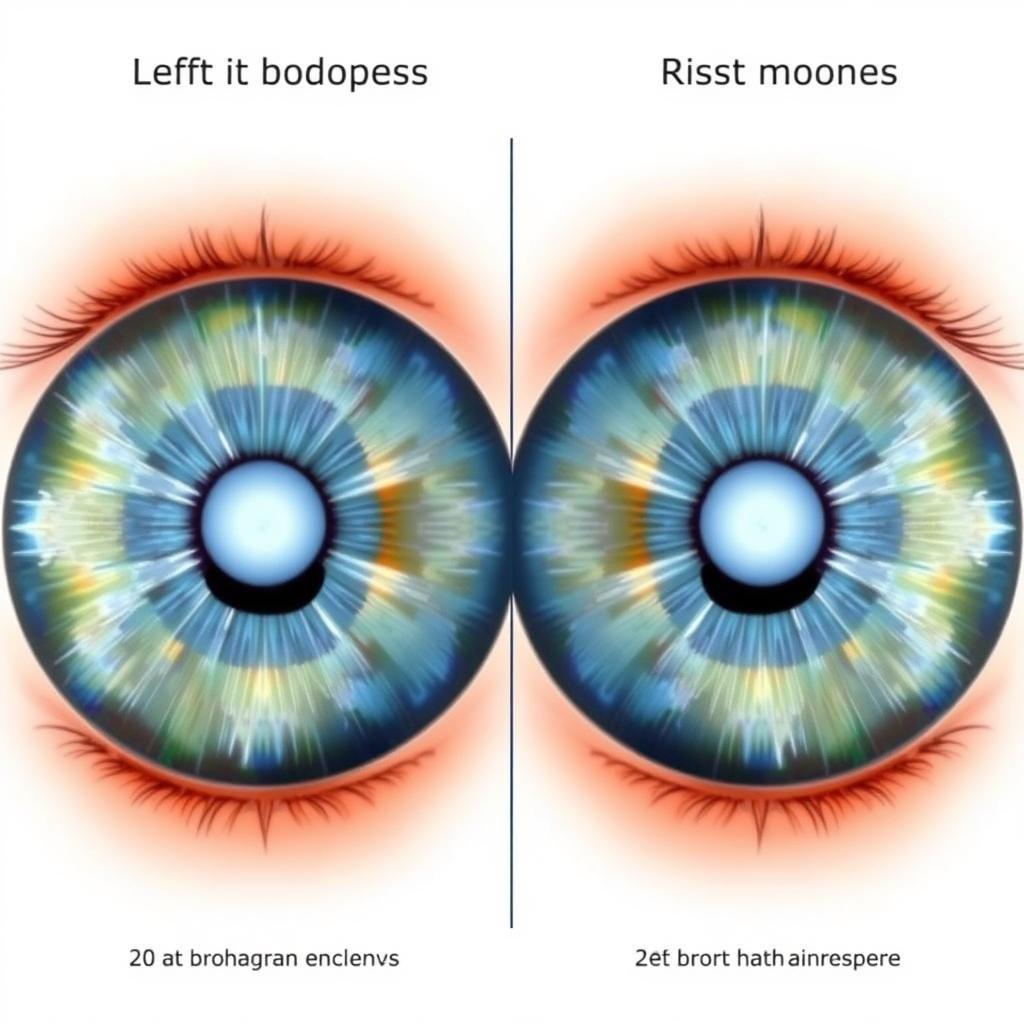 Left and right iris comparison in iridology chart analysis