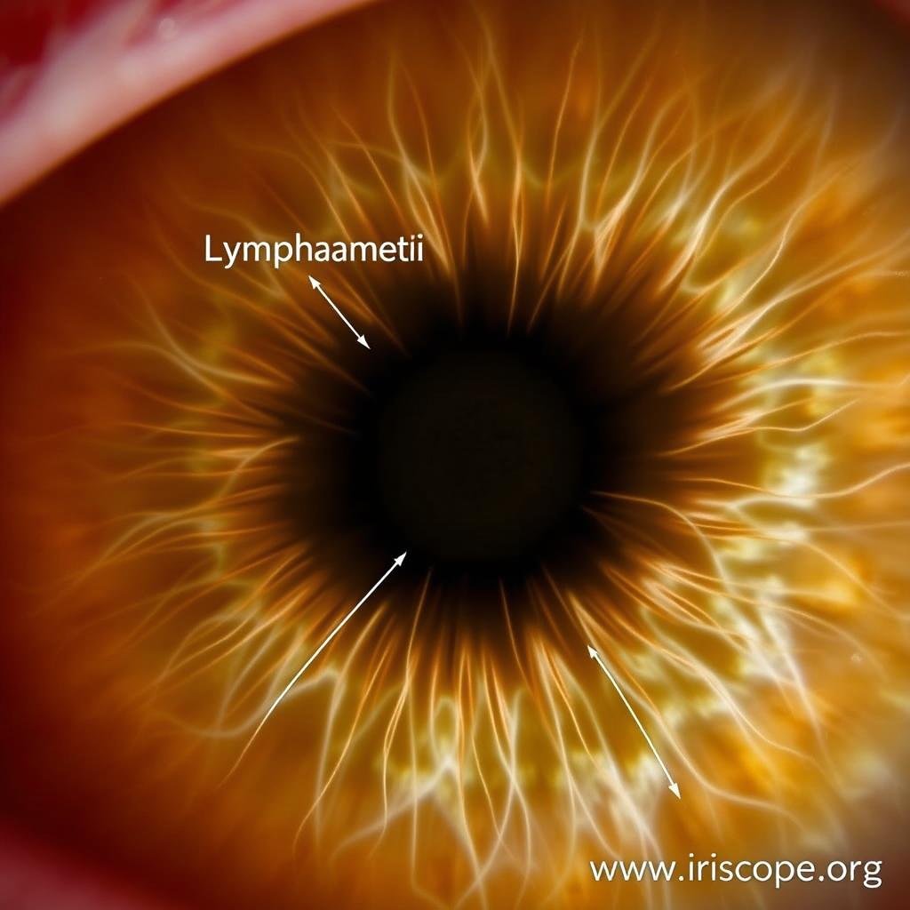 Lymphatic Type iris showing white fibers and rings
