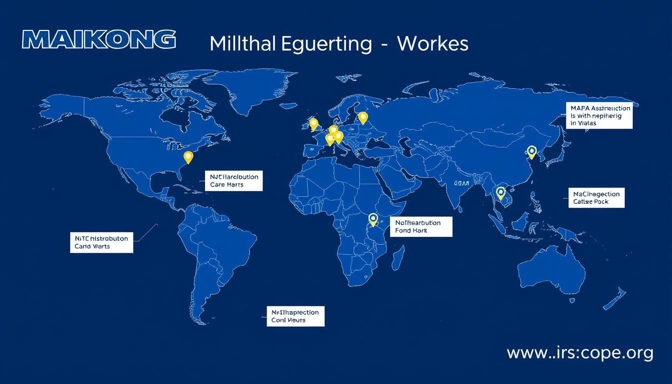 MAIKONG global distribution network map showing worldwide presence