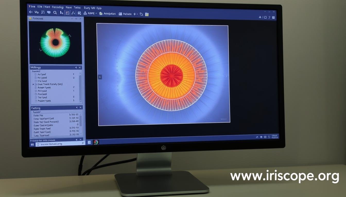MAIKONG iridology software interface showing comprehensive iris analysis MAIKONG iridology software interface showing comprehensive iris analysis