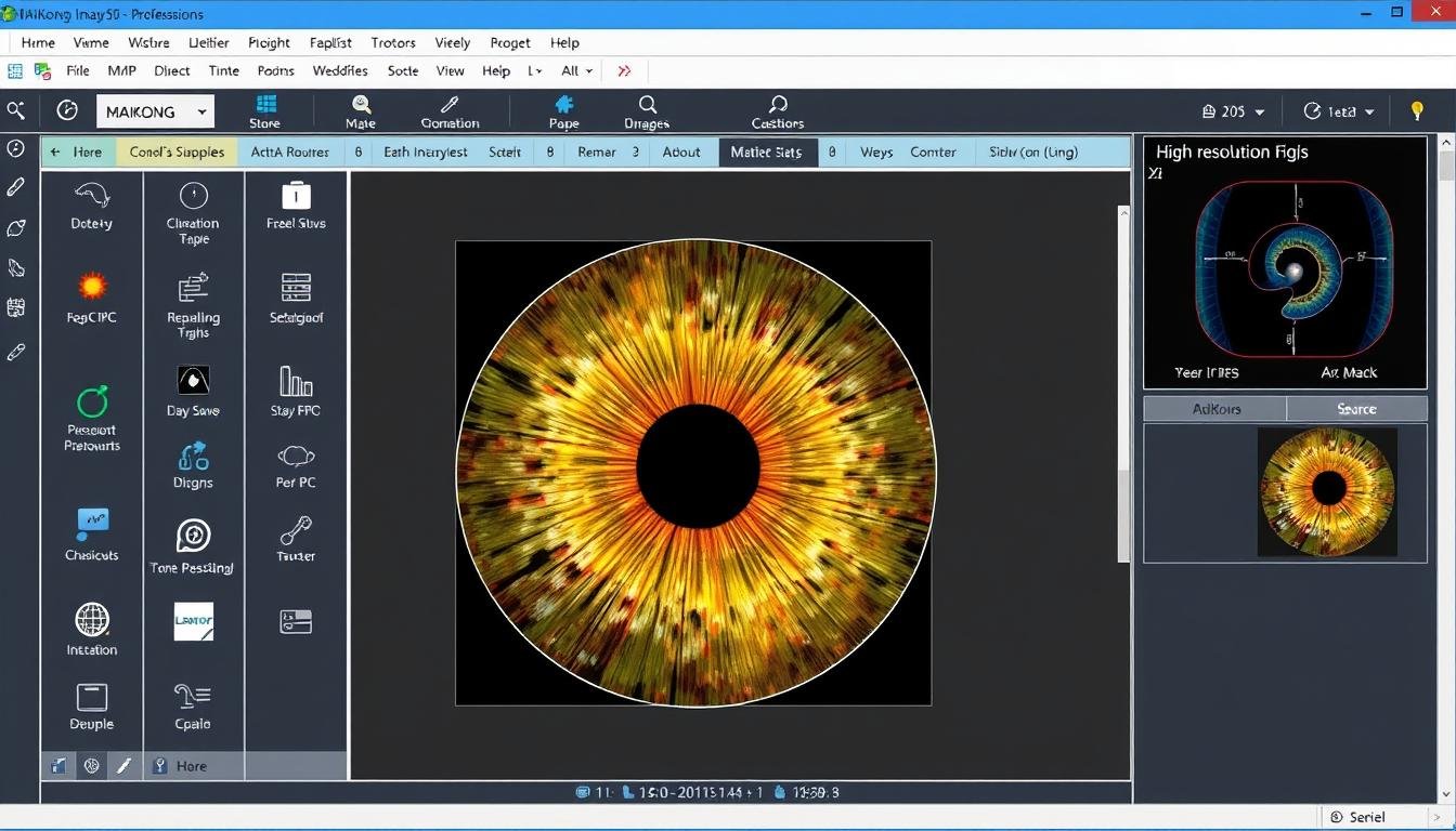 MAIKONG iridology software interface showing iris analysis MAIKONG iridology software interface showing iris analysis