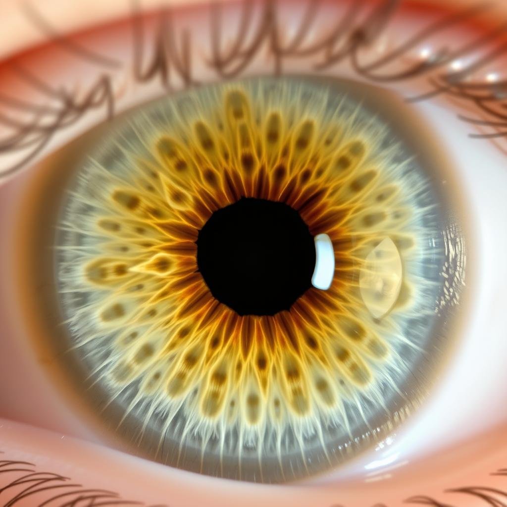 Medium constitution iris showing moderate fiber density in iridology reading Medium constitution iris showing moderate fiber density in iridology reading