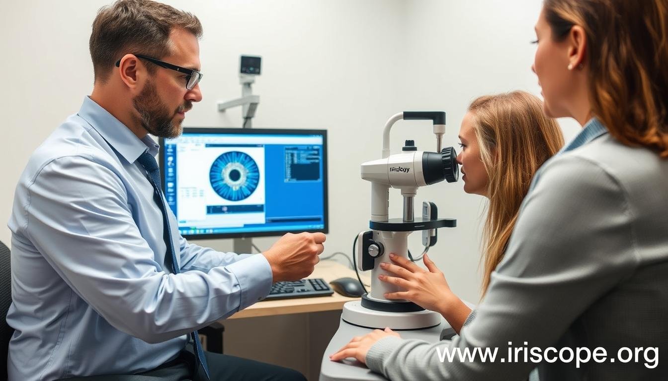 Modern iridologist using digital equipment based on Jensen's methods Modern iridologist using digital equipment based on Jensen's methods