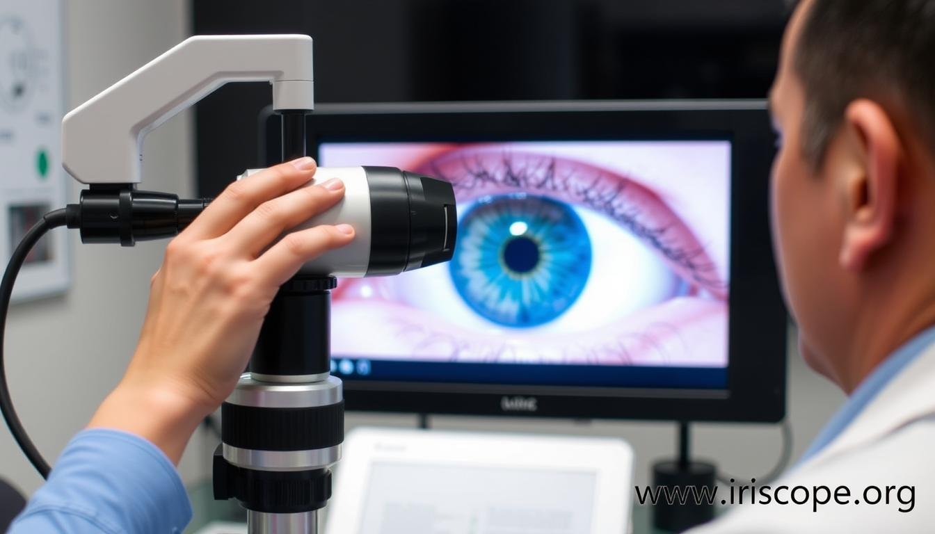Modern iridology examination using digital iriscopio camera Modern iridology examination using digital iriscopio camera