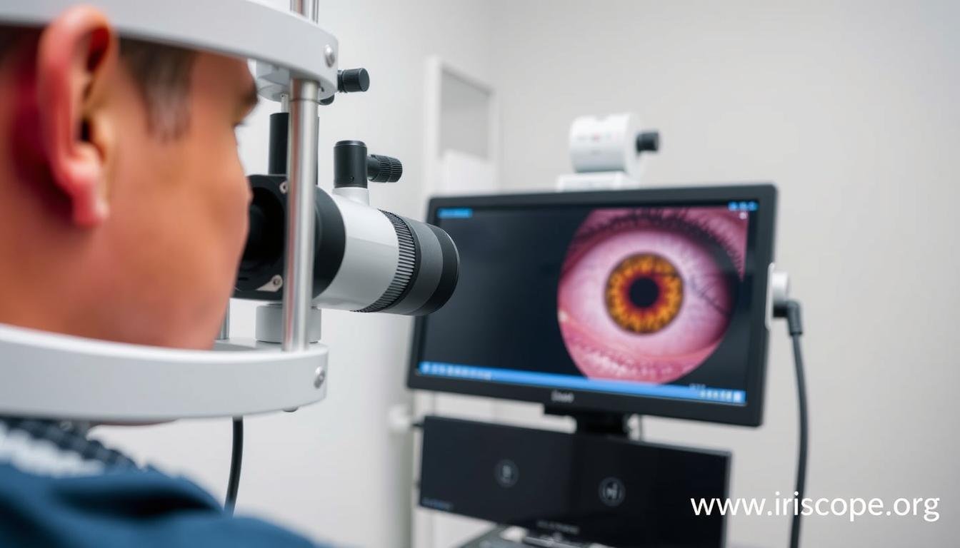 Professional Iridology Camera examining a patient's iris