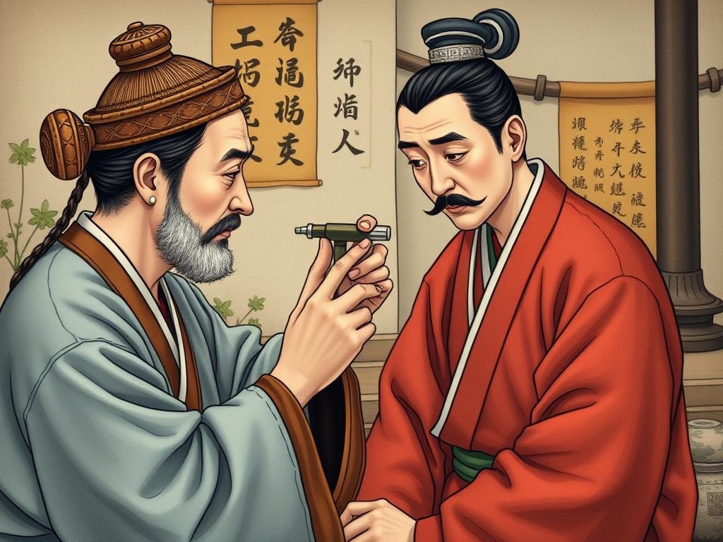 Traditional Chinese medicine practitioner examining a patient's iris for Iridology Iris Diagnosis Traditional Chinese medicine practitioner examining a patient's iris for Iridology Iris Diagnosis