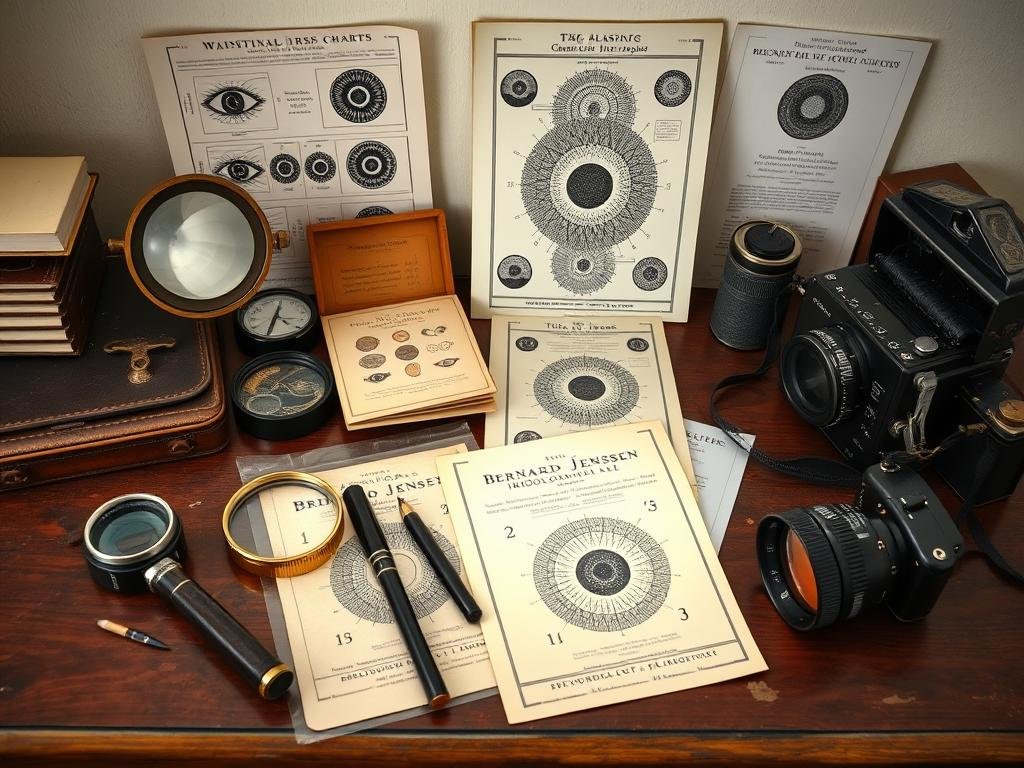 Traditional iridology tools used in Bernard Jensen's time Traditional iridology tools used in Bernard Jensen's time