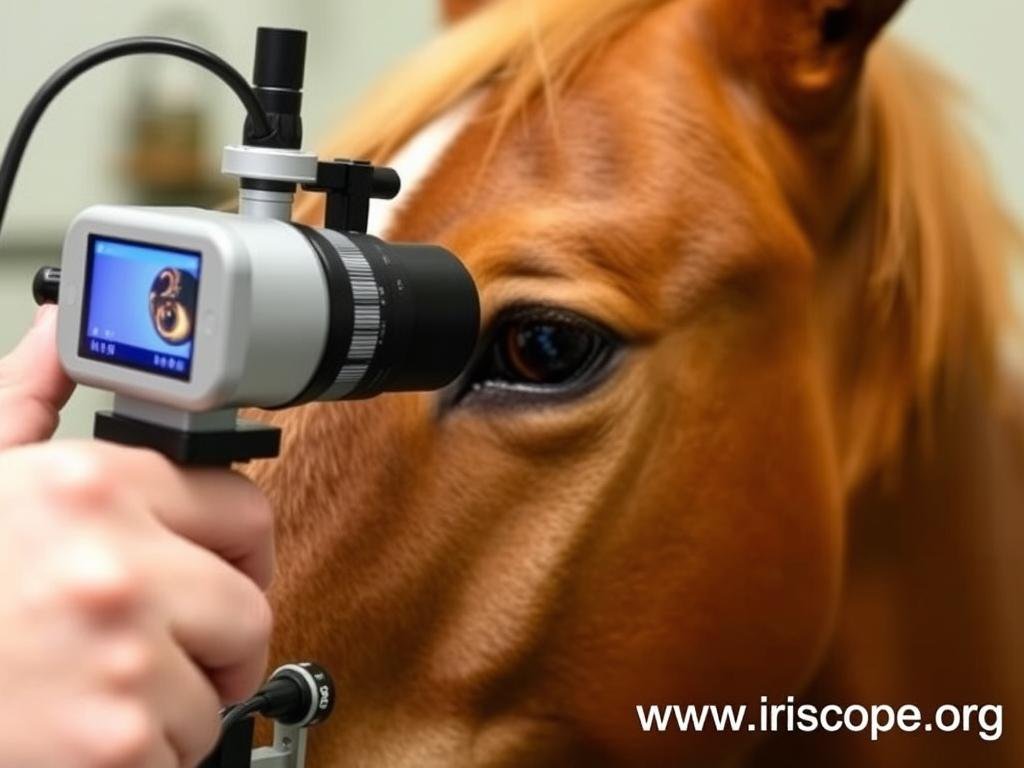 Veterinary application of iridology camera with animal subject Veterinary application of iridology camera with animal subject